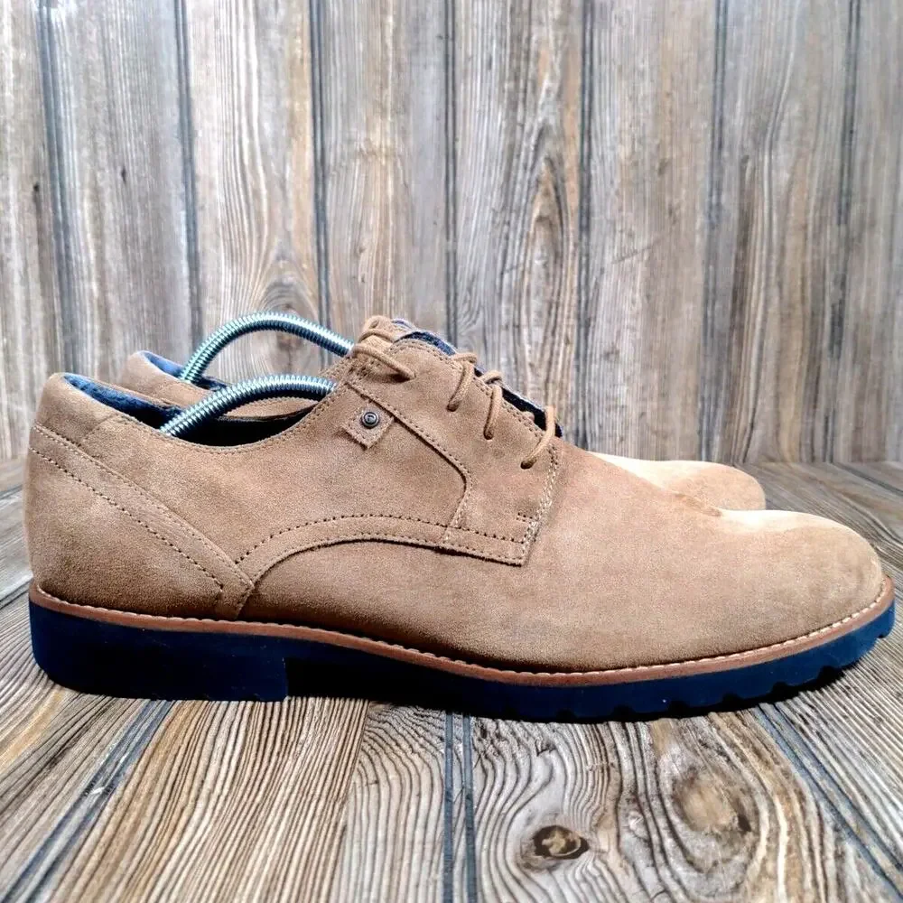 Rockport Men Tan Oxford Suede Leather Casual Dress Casual Shoes Sz 12M K74186‎